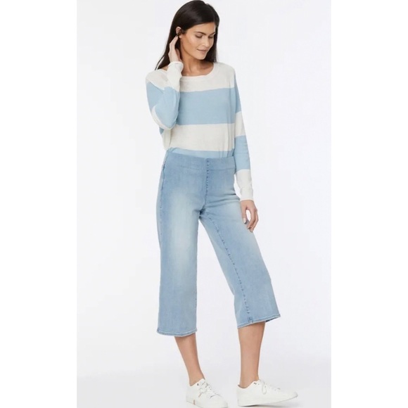 NWT NYDJ Wide Leg Capri Pull-On Jeans In Clean Solstice size 4 - Picture 1 of 13